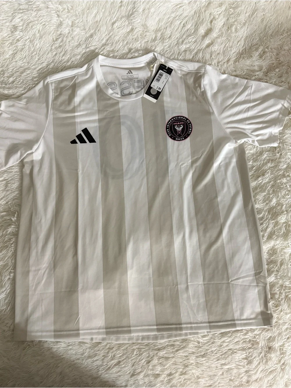 adidas White Inter Miami Men's Soccer Jersey with Black Accents
